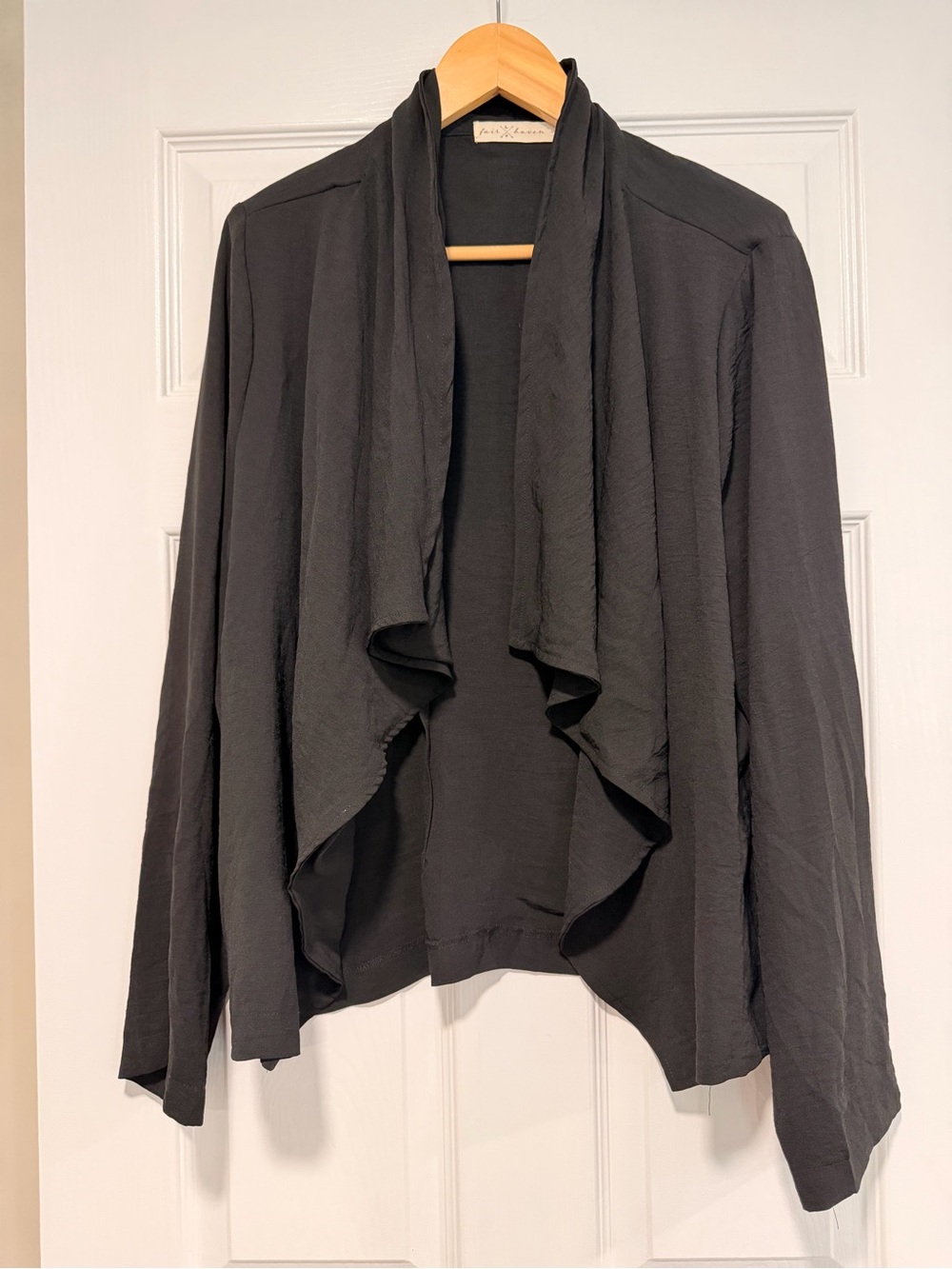 Have Black Draped Open-Front Cardigan